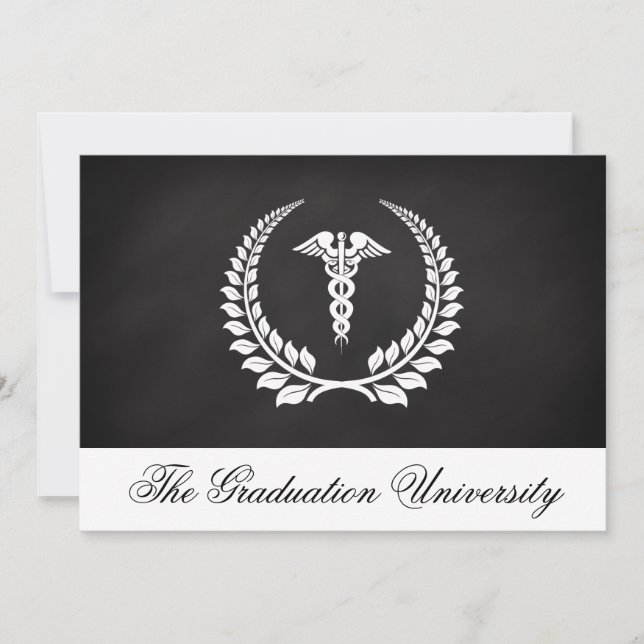 Medical Caduceus Laurel Invitation (Front)