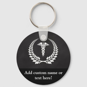 Medical Caduceus Laurel Keychain