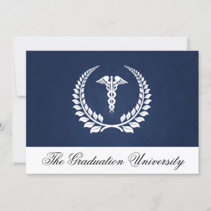 Medical Caduceus Laurel w/Blue Invitation