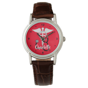 Medical Caduceus Staff Symbol Personalized Watch