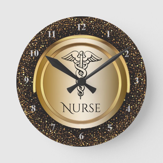 Medical Caduceus Symbol | Nurses Nursing RN Round Clock (Front)