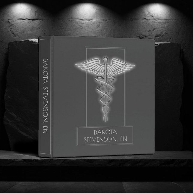 Medical Caduceus Symbol | Silver Charcoal Grey Binder (Creator Uploaded)