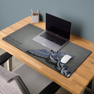 Medical Caduceus Symbol Silver Chrome Professional Desk Mat