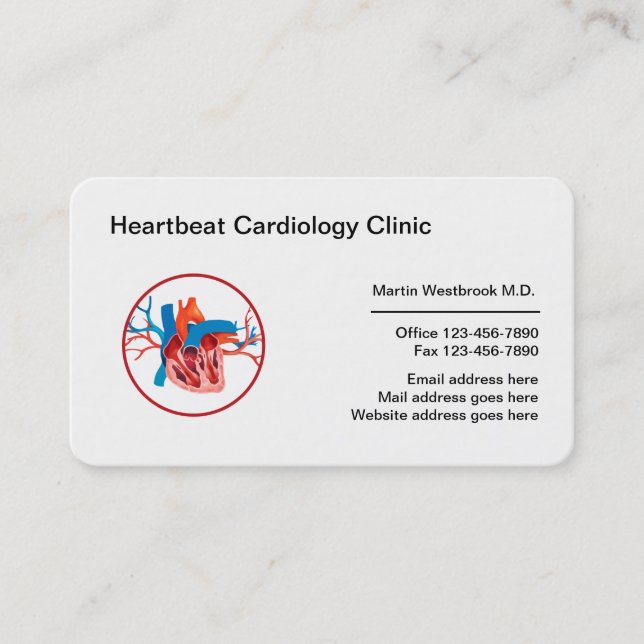 Medical Cardiology Clinic Cardiologist Business Card (Front)