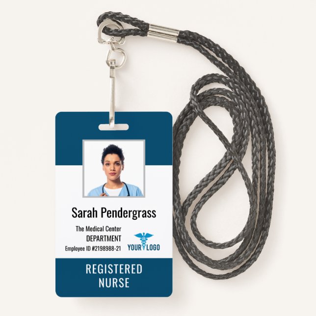 Medical Centre Nurse Employee Photo ID Badge (Front with Lanyard)