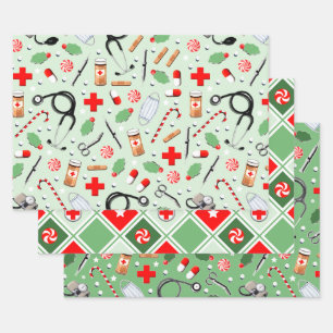 Medical Christmas Gift Wrapping Paper Sheet
