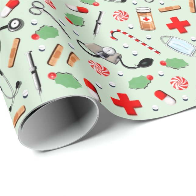 Medical Christmas Wrapping Paper (Roll Corner)