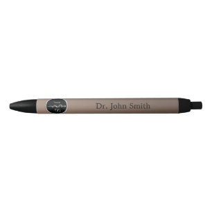Medical Classy Noble Rod of Asclepius Silver Black Ink Pen