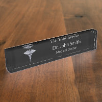 Medical Classy Silver Caduceus on Black