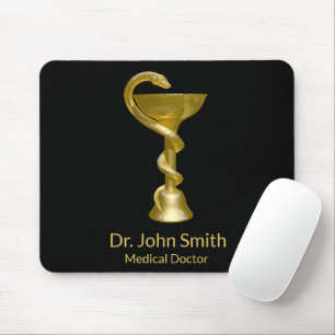 Medical Classy Snake Bowl Hygieia Gold Caduceus Mouse Pad