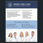 Medical Clinic Urgent Care Custom Logo QR Flyer<br><div class="desc">Promote your urgent care services with this professional walk-in clinic flyer designed to attract patients who need fast and convenient medical care. Ideal for urgent care centers, walk-in clinics, and medical offices, this customizable flyer allows you to add your clinic logo, services, contact information, and a QR code linking to...</div>