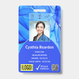 Medical Clinical Staff Photo ID QR Bar Code Vaxxed Badge