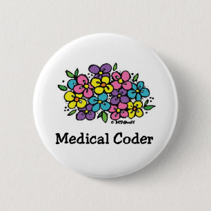 Medical Coder Blooms1 2 Inch Round Button