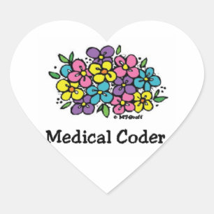 Medical Coder Blooms2 Heart Sticker