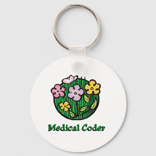 Medical Coder Blooms2 Keychain (Front)
