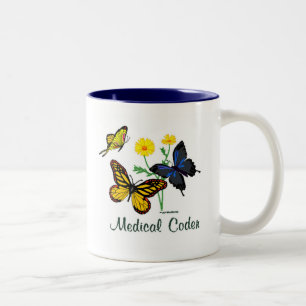 Medical Coder Butterflies Two-Tone Coffee Mug