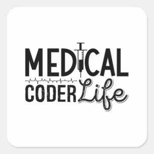 Medical Coder Life Assistant ICD Programmer Coding Square Sticker