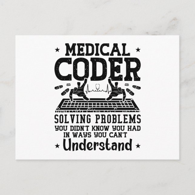Medical Coder Solving Problems Coding Assistant Postcard (Front)