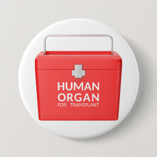Medical cooler for transporting human donor organs 3 inch round button