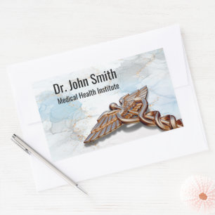 Medical Copper Rose Gold Caduceus Luxury Marble Sticker