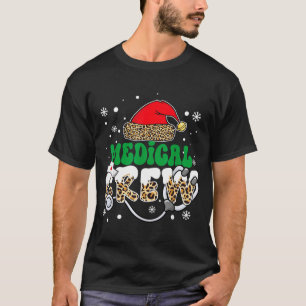 Medical Crew Nurse Leopard Santa Hat Stethoscope C T-Shirt