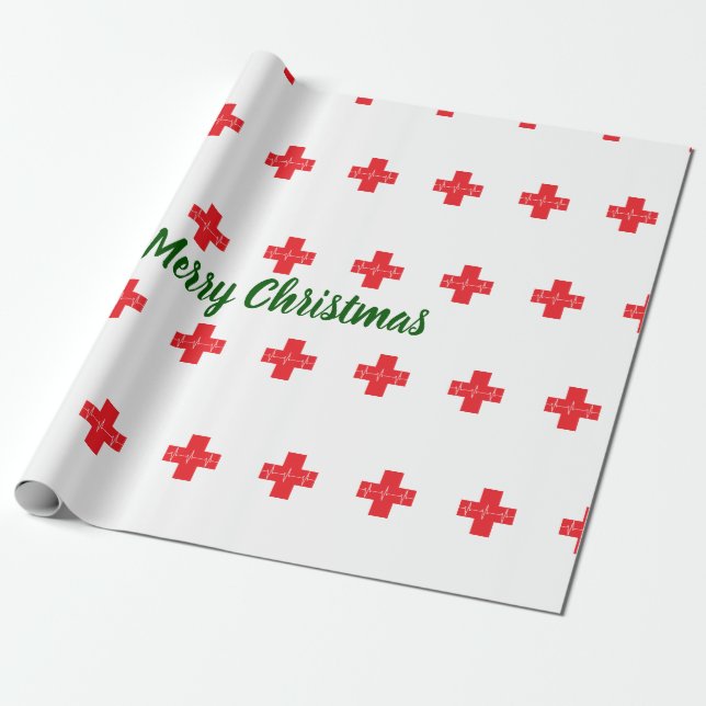 Medical cross merry Christmas Wrapping Paper (Unrolled)