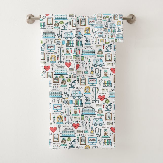 Medical Design Pattern Bath Towel Set (Insitu)