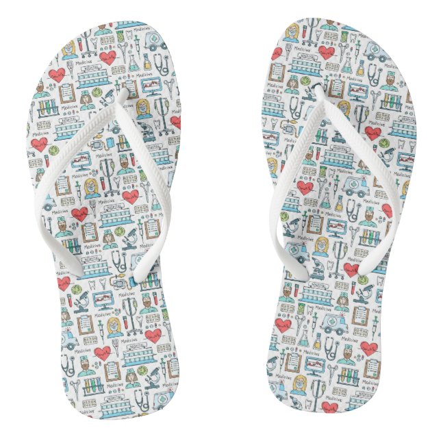 Medical Design Pattern Flip Flops (Footbed)