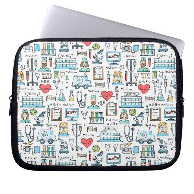 Medical Design Pattern Laptop Sleeve (Front)