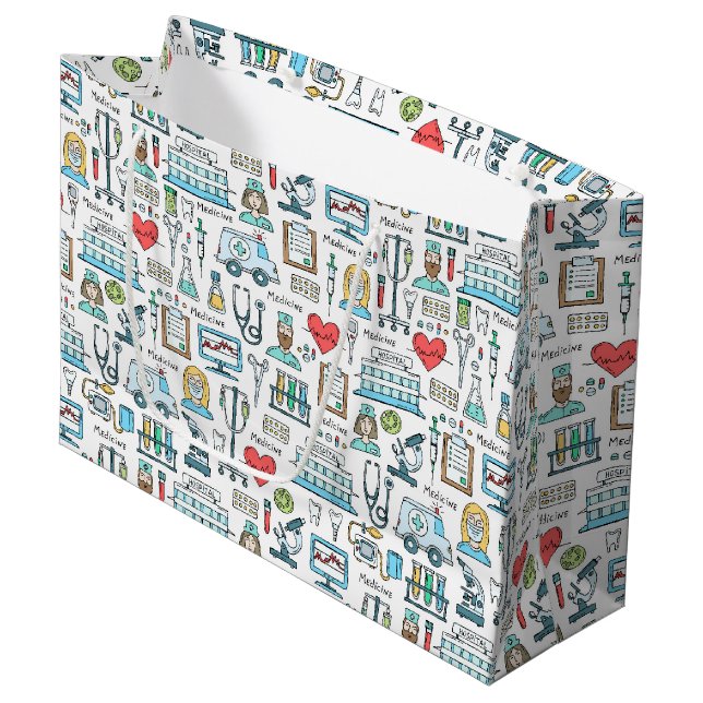 Medical Design Pattern Large Gift Bag (Front Angled)