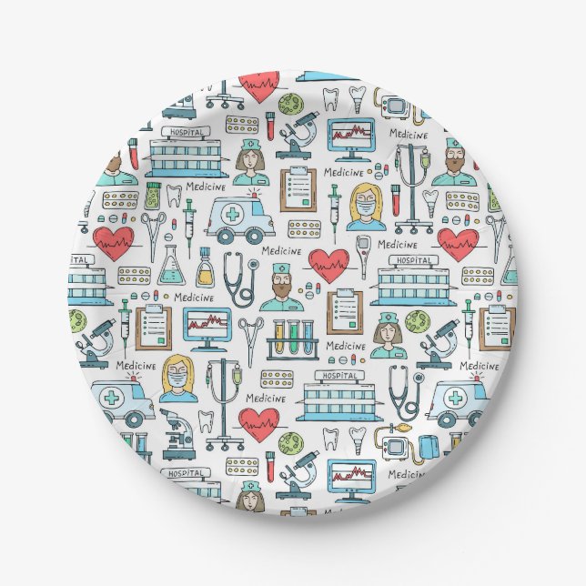 Medical Design Pattern Paper Plate (Front)