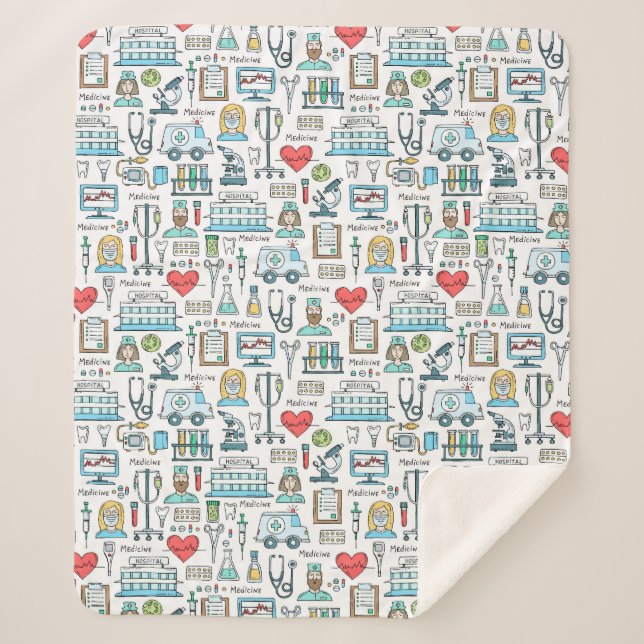 Medical Design Pattern Sherpa Blanket (Front)