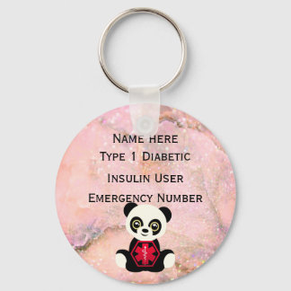 Medical Diabetic ID Alert Personalized Type 1 or 2 Keychain