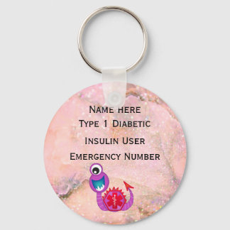 Medical Diabetic ID Alert Personalized Type 1 or 2 Keychain