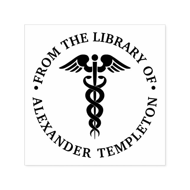 Medical Doctor Caduceus “From the library of” Self-inking Stamp (Design)