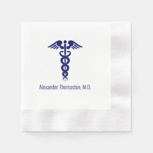 Medical Doctor Caduceus Professional Name Blue Napkin