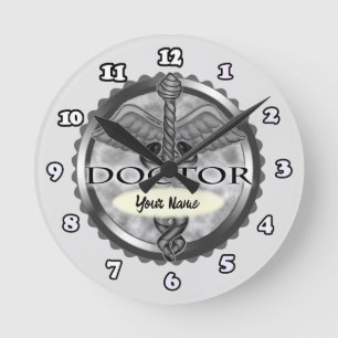 Medical Doctor Caduceus Round Clock