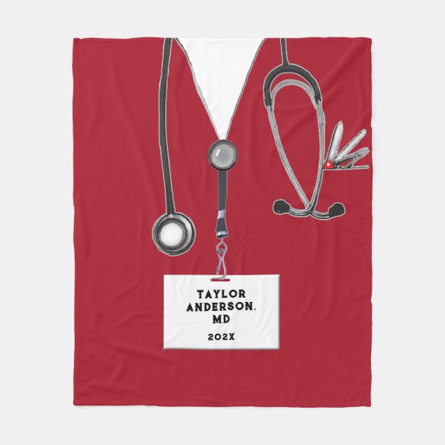 Medical Doctor Graduation Gift Fleece Blanket (Front)