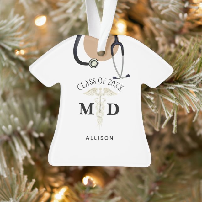 Medical Doctor Graduation Scrub Top Personalized Ornament (Tree)