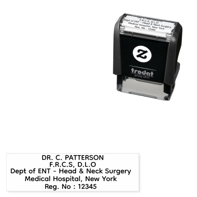 Medical Doctor Health Professional Personalized Self-inking Stamp (In Situ)
