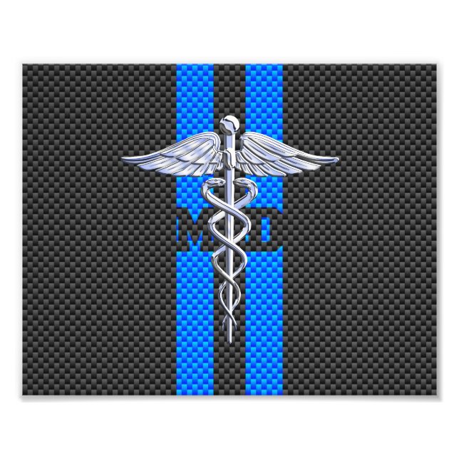 Medical Doctor MD Caduceus on Carbon Fiber Print (Front)