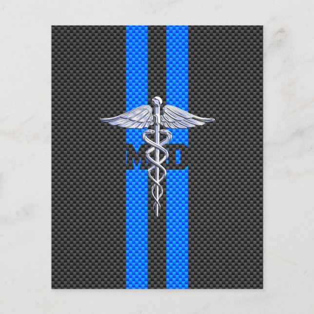 Medical Doctor MD Caduceus on Carbon Fibre Print Flyer (Front)