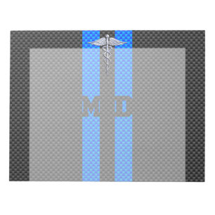 Medical Doctor MD Caduceus on Carbon Fibre Print Notepad