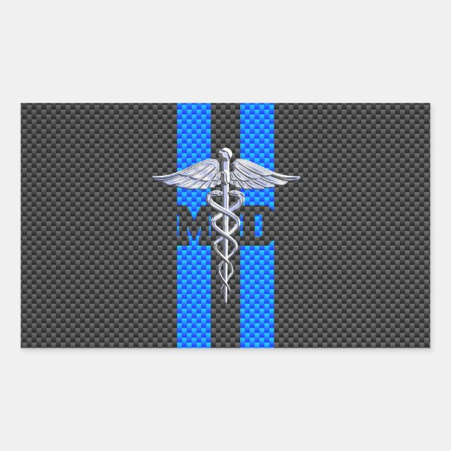Medical Doctor MD Caduceus on Carbon Fibre Print Sticker (Front)