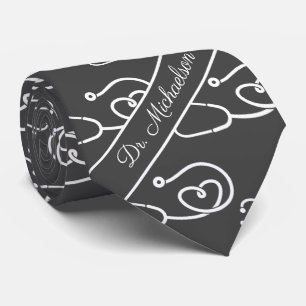 Medical Doctor Name Stethoscope Pattern Physician Tie