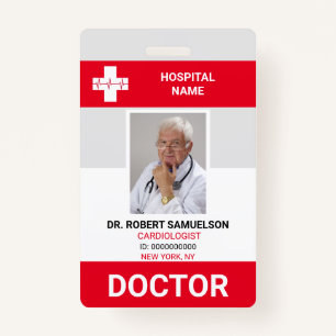 MEDICAL DOCTOR NURSE Health Care Red PHOTO Badge
