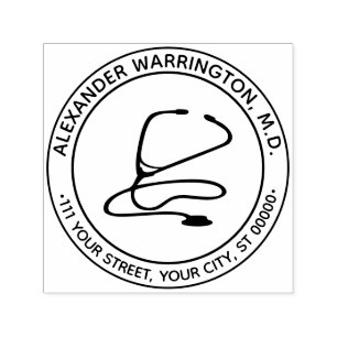 Medical Doctor Nurse Stethoscope Name Address Self-inking Stamp