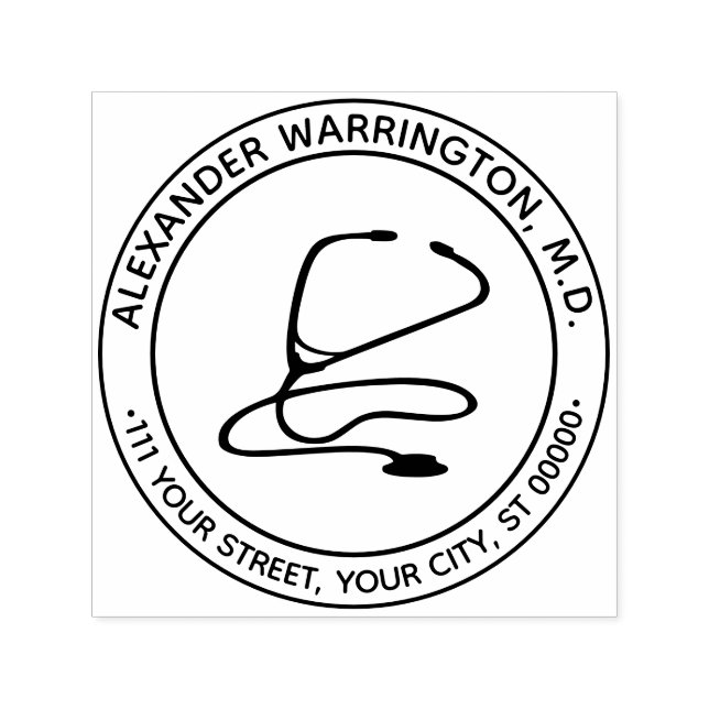 Medical Doctor Nurse Stethoscope Name Address Self-inking Stamp (Design)