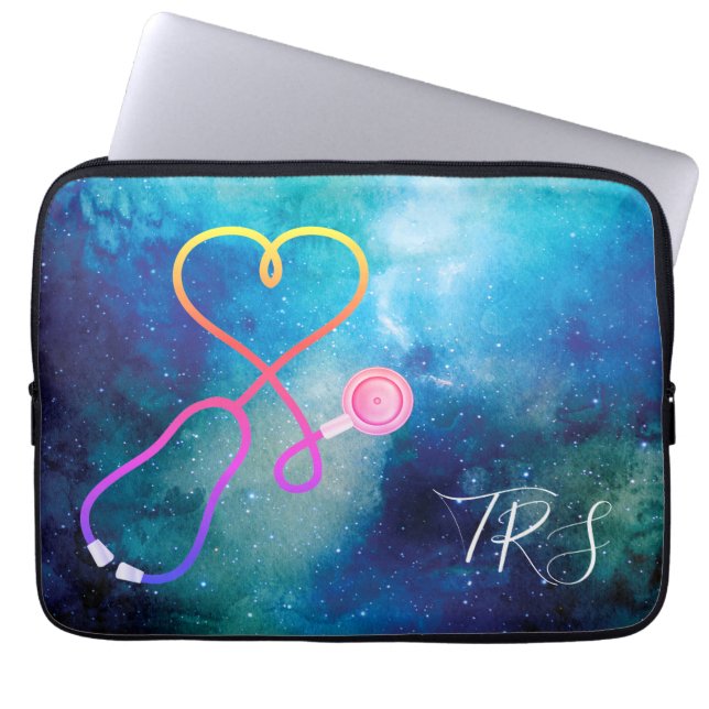 Medical Doctor or Nurse Blue Universe Laptop Sleeve (Front)
