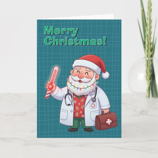 Medical Doctor Santa Claus Christmas card (Front)